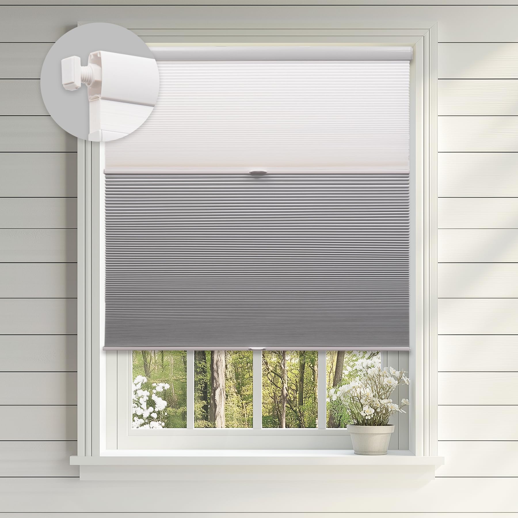 HESTIA Day Night Cordless No Drill Blinds Blackout/Light Filtering